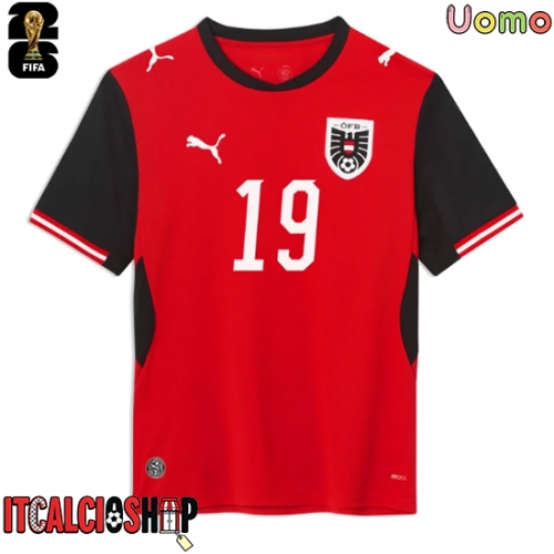 Austria Christoph Baumgartner #19 Prima Maglia Mondiali 2026 Manica Corta